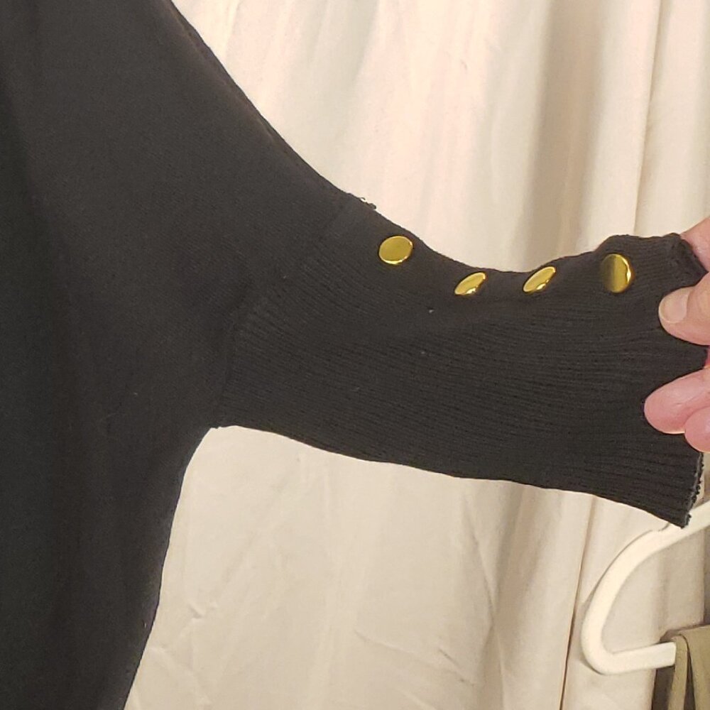 Joseph A  qu' est ce que c'est silk? Black Turtleneck Poncho Sweater, XL